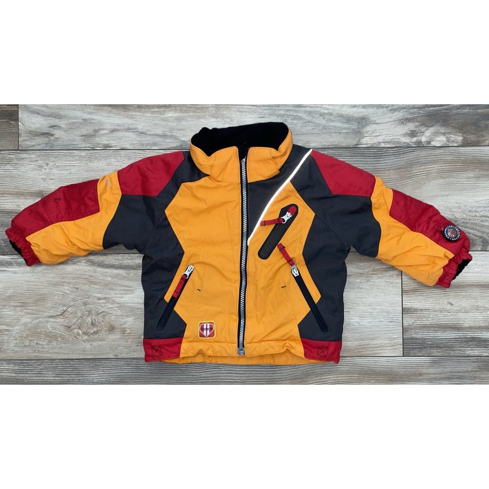 Obermeyer I-Grow Ski Snow Coat Sz 2 Orange‎ Zip Pockets Reflective-MISSING HOOD